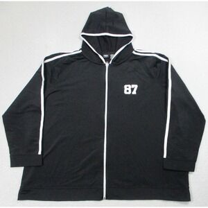 Mossimo Hoodie Womens 2X Black White Zip Up 87 Track Jacket Stretch Casual